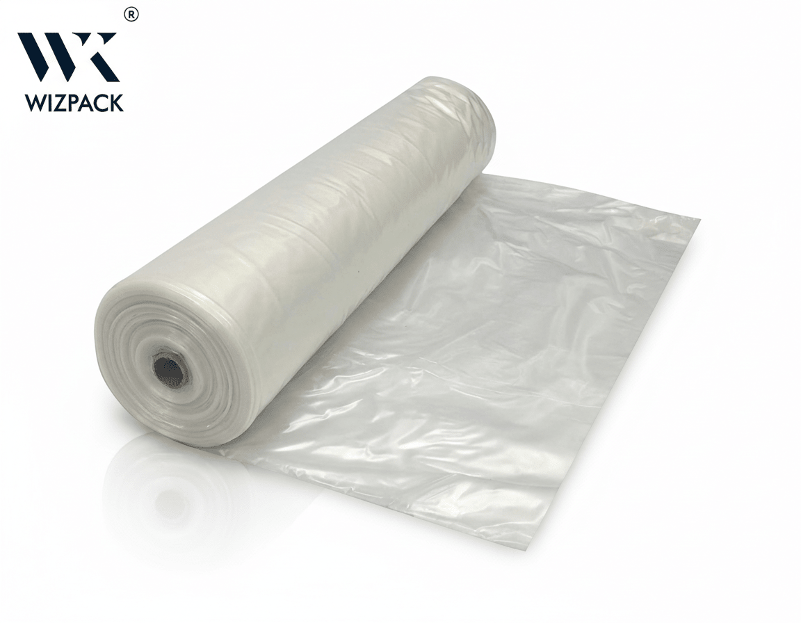 24" LDPE Transparent Plastic Tubing Roll – 200 GSM, 30 kg Roll for Laundry Garment Packing - Laundry packaging