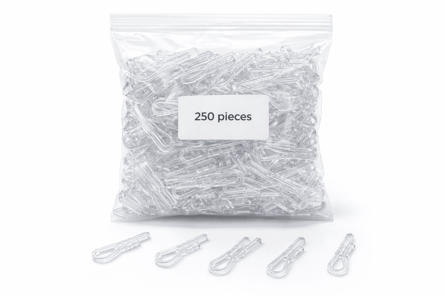 Clear Plastic Clip for Shirt Packing – R - Shape & U - Shape with grip | Pack of 250 pieces - Laundry packaging