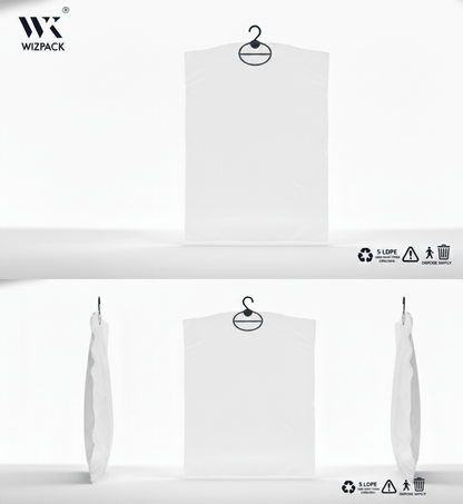 Clear Plastic Garment Bags for Suits, Coats, Blazers (24" W x 36" H) | Dry Cleaning Polybag Covers on Hanger | 5 LDPE Quality | Pack of 50 pieces. - Laundry packaging