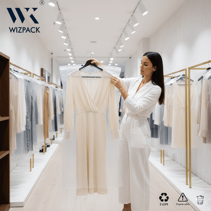 Clear Plastic Garment Bags for Suits, Coats, Blazers (24" W x 36" H) | Dry Cleaning Polybag Covers on Hanger | 5 LDPE Quality | Pack of 50 pieces. - Laundry packaging