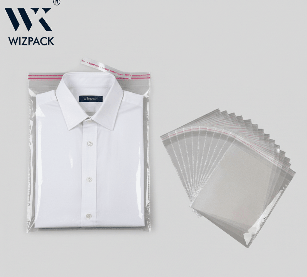 Polythelene Clear Bags | BOPP thick 50 microns quality with double sealing | Pack of 500 pieces - Laundry packaging