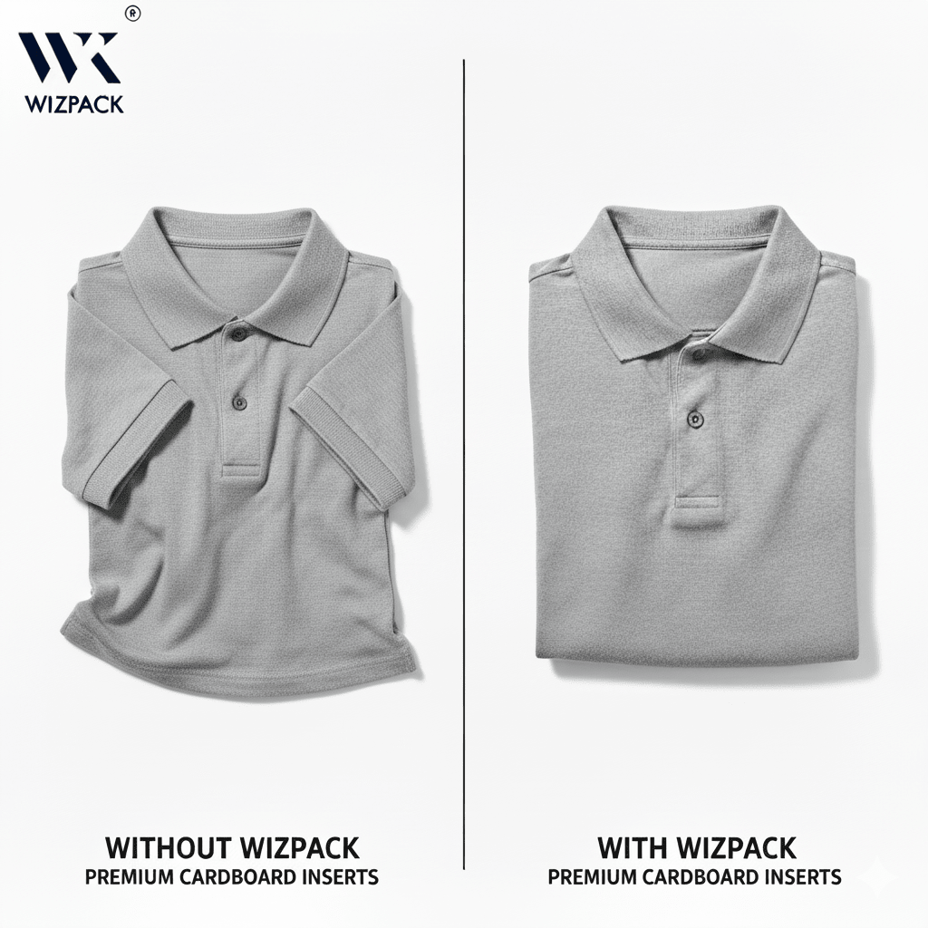 Wizpack Premium Shirt Packing Boards 9.75" × 13.75" – 450 GSM Cardboard Inserts for Professional Garment Protection - Laundry packaging