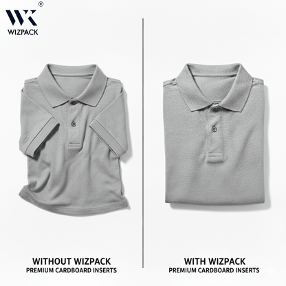Wizpack Premium Shirt Packing Boards 9.75" × 13.75" – 450 GSM Cardboard Inserts for Professional Garment Protection - Laundry packaging